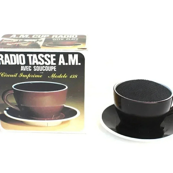 Vintage Coffe Cup W/ Plate TRANSISTOR AM RADIO NIB NOS - Picture 2 of 5